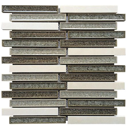 INTREND TILE 075 x 6 in Ceramic  Stone Linear Mosaic Blend Grey CT001A